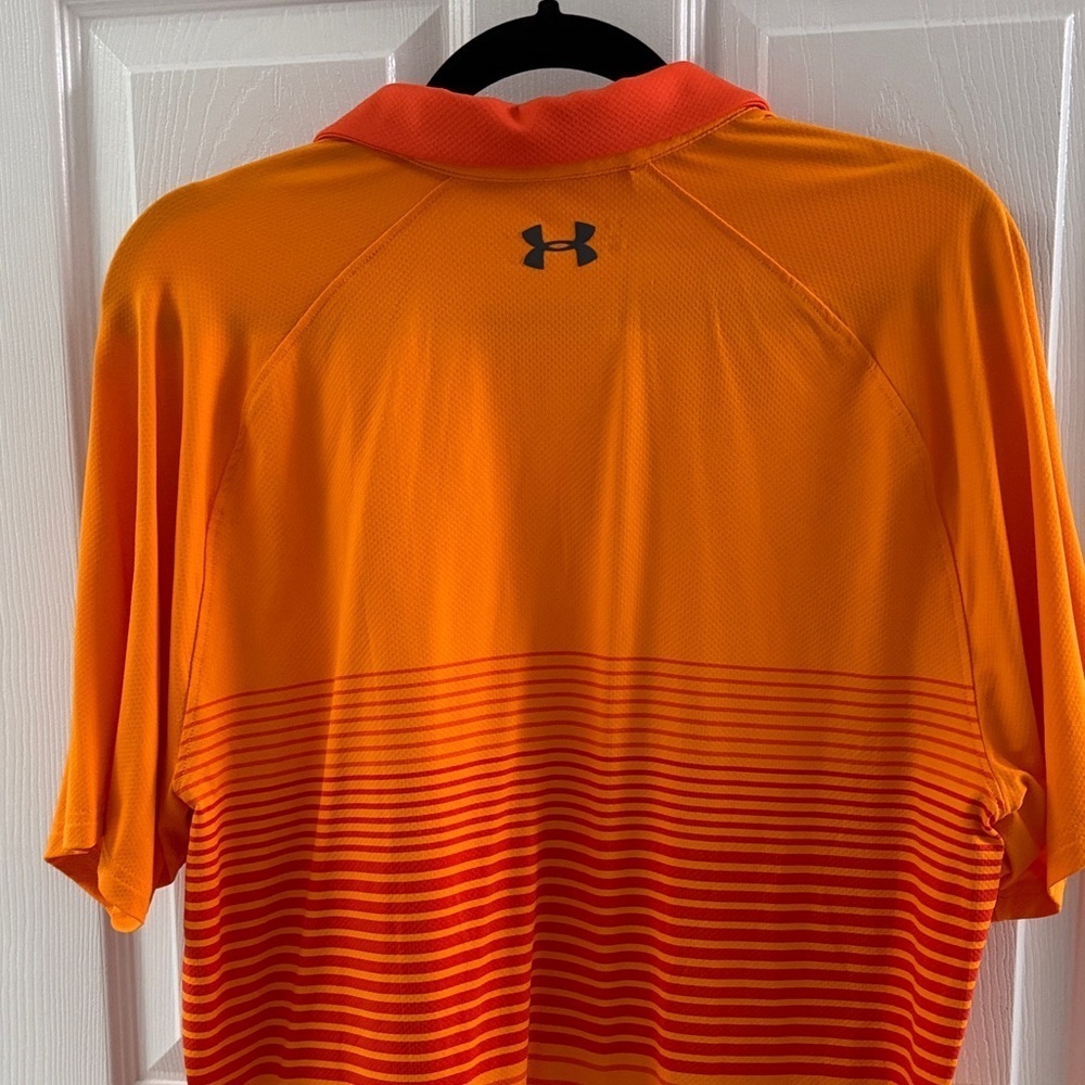 Under Armour Men's Striped Orange Polo - Picture 7 of 8